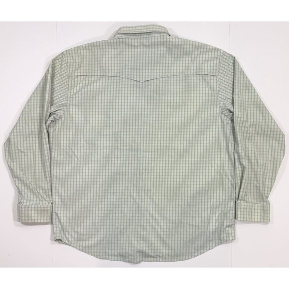 Poncho Mens Western Shirt Pearl Snap Size XL Reg Fit Light Green Fishing Outdoor - Picture 4 of 14